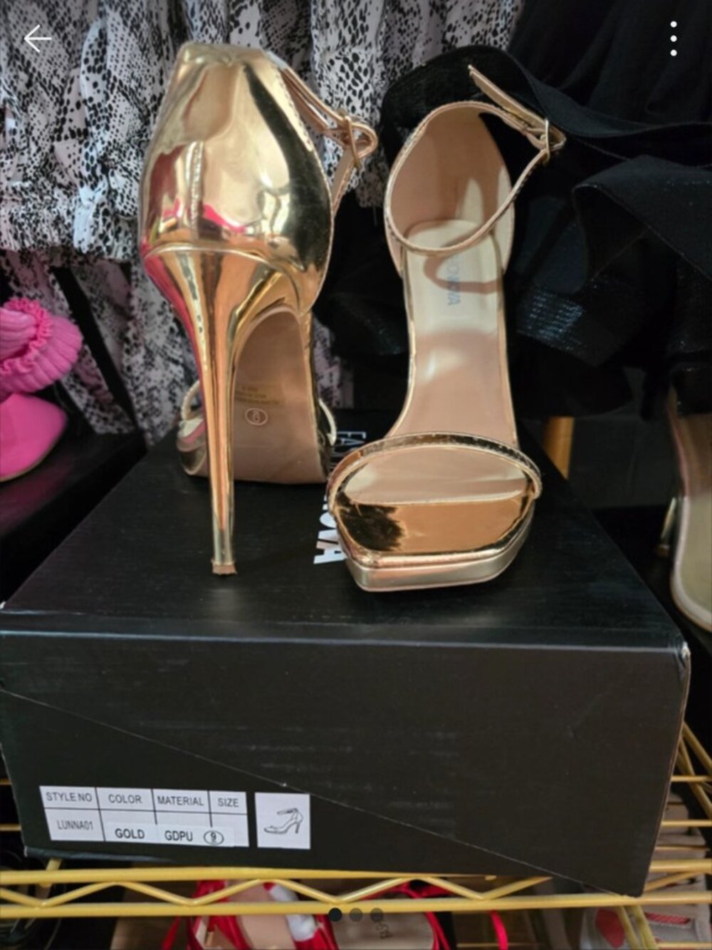 Fashion Nova Gold Metallic Platform Stiletto Heels Size 9